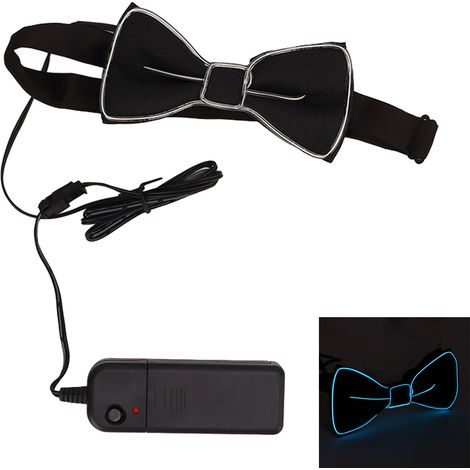Nœud papillon LED réglable en polyester et fil de cuivre, brillant pour fêtes, clubs et festivals - Bleu (1/5)