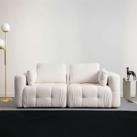 Canapé 2 places modulable blanc, forme organique BARI (1/5)