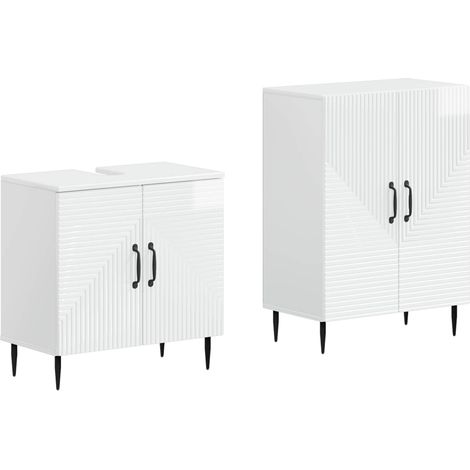 Maison Exclusive - Ensemble de 2 meubles de salle de bain HAARLEM Blanc brillant (1/5)
