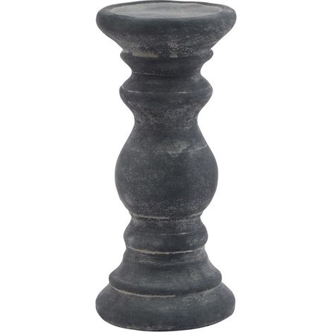 Amalfi Small Column Candle Holder - Ceramic - L10 x W10 x H20 cm - Grey