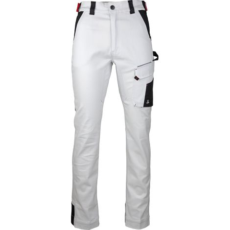 Pantalon de Travail Multipoches Stretch Blanc/Gris Nuit - 1900 CRISTALLIN - LMA - taille 38