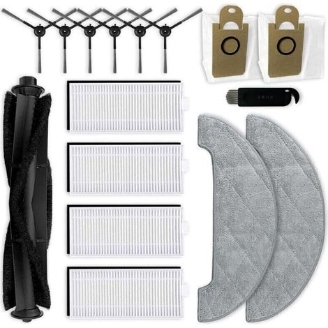 Pièces de rechange compatibles avec Honiture Q6 Pro, pour Laresar L6 Pro, pour Imou L11 Pro, pour Airrobo T10+, 1 brosse principale, 6 brosses latérales, 4 filtres Hepa, 2 lingettes, 2 sacs