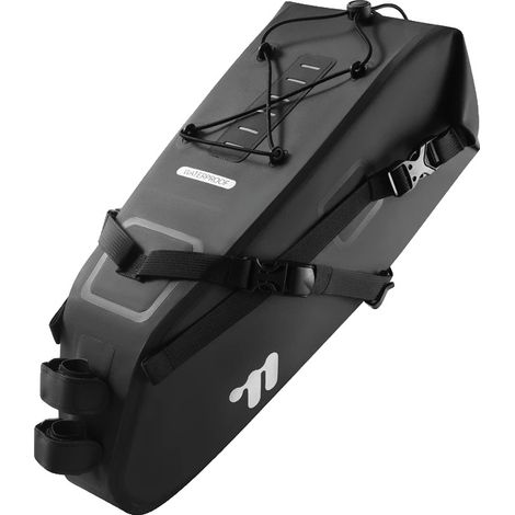 Alforja impermeable para bicicleta con gran capacidad de almacenamiento, color negro. (1/2)
