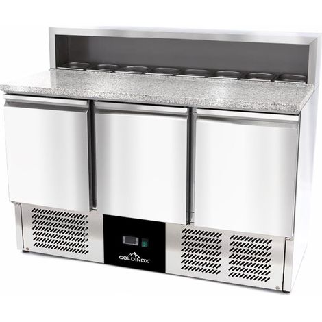 Meuble à pizza réfrigérée compact 3 portes (8 x 1/6) PREMIUM - GOLDINOX (1/4)