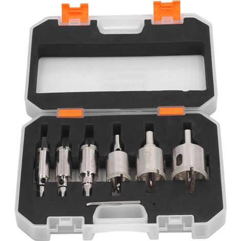 Hard Diamond Hole Saw Set of 6 Diamond Hole Saws for Tile, Stone, Glass, Brick, Cement Block and Backer Board, Drill Bits (1/5)