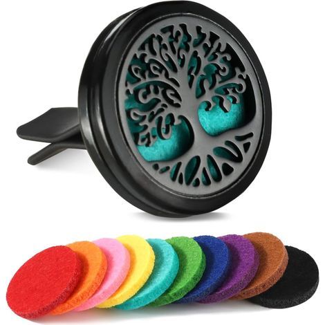 Diffuseur de voiture D'aromathérapie Diffuseur Huiles Acier Inoxydable Désodorisant Diffuseur D'huiles avec 10pcs feutre de remplacement pour bureau à domicile de voiture (1/5)