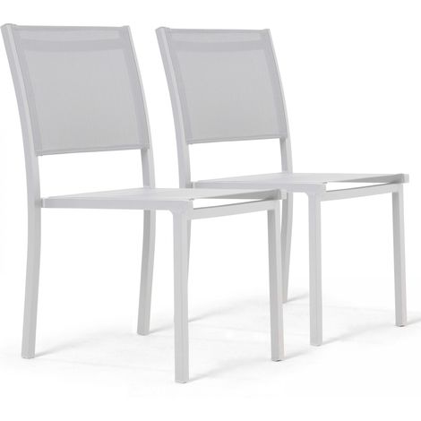 Oviala – Lot de 2 chaises de jardin empilables en aluminium et textilène – Assise confortable 45cm – Poids léger 2,7kg – Résistantes aux intempéries
