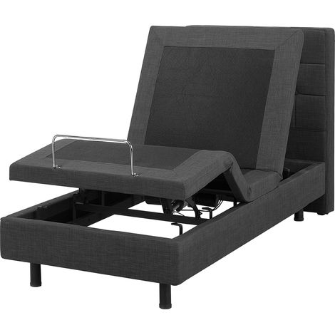 Cama ajustable eléctrica con mando a distancia de tela gris oscuro 80 x 200 cm Duke