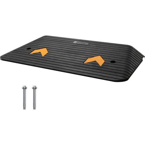Schwellenrampe Vollgummi Türschwellenrampe 15Tonnen Belastbarkeit Bordsteinrampe mit Kanal 90,2x53,34x7,6cm Rollstuhlrampe Auffahrrampe Gummirampe Ideal für unebenen Boden Bordsteinkanten (1/5)