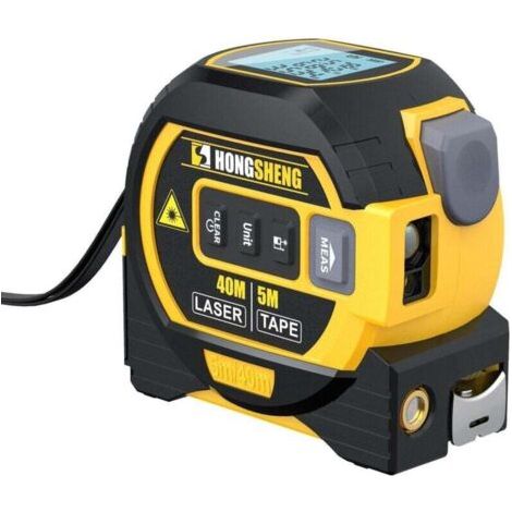 Metre Ruban Laser Digital - Outil de Mesure Electronique avec Laser 40m et Ruban à Mesurer 5m - Mètre Numérique Électronique Mode Pythagore Distance Surface et Volume (1/4)