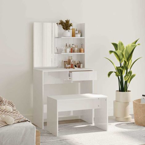 vidaXL Juego de tocador blanco brillante 74,5x40x141 cm (1/5)