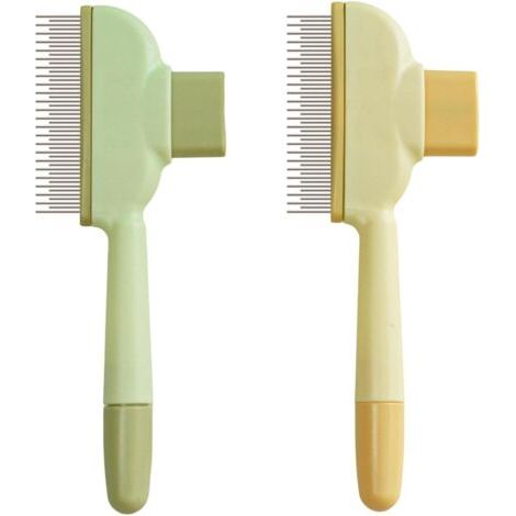 BUNTHAUS (Jaune + Vert) Peigne à Poils pour Chats et Chiens, Peigne Autonettoyant pour Animaux de Compagnie avec Bouton Realease, Brosse D'épilation pour Animaux de Compagnie pour le Toilettage (1/5)