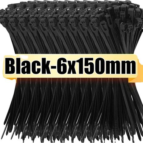 Fascette in nylon, con chiusura a strappo, disponibili in diverse quantità, colore nero, confezione da 500 pezzi. (1/2)