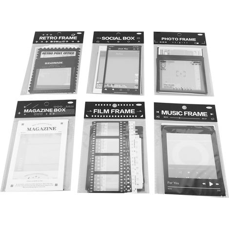 6 Cadres Scrapbook Rétro Styles Variés en PET Durable pour DIY Décoration et Autocollants Cadres Photo Créatifs (1/5)