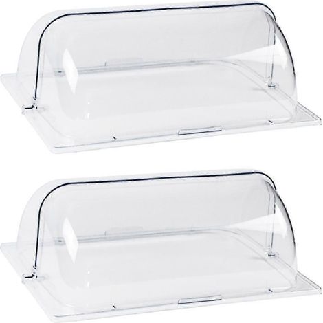 Couvercle rectangulaire transparent à enroulement pour chafing dish (lot de 2), convient à la pâtisserie et les desserts (1/5)