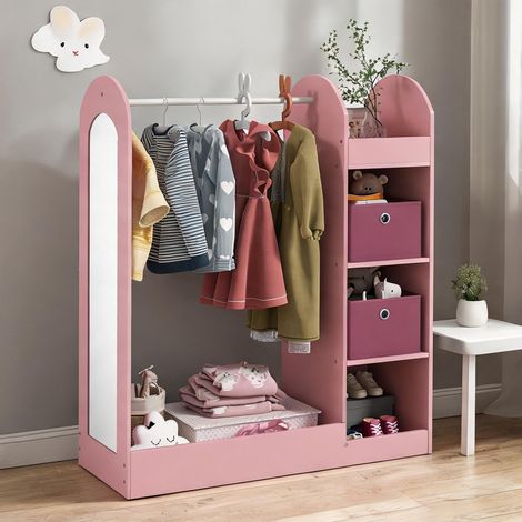 Lit enfant coloris rose en MDF 92 x 36 x 106 cm (1/5)