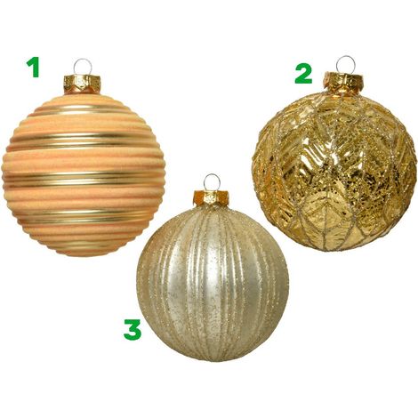Pallina sfera natalizia in vetro glitterata Oro assortita 10 cm pz 1 (1/3)