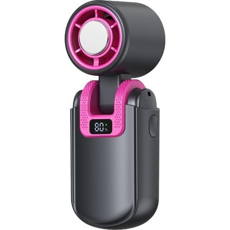 Mini ventilateur portable, écran numérique à 5 vitesses, rechargeable par USB, Matériau ABS,Pliable,Intérieur et extérieur,gris (1/5)