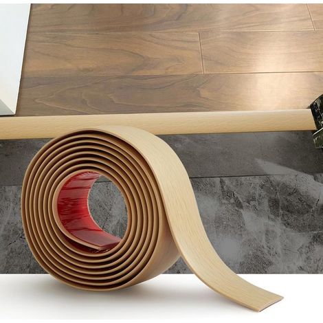 Barre de seuil en PVC auto-adhésive de 5 cm, imitation bois beige, pour sol stratifié. (1/5)