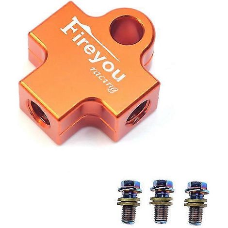 Raccord en T pour flexible de frein hydraulique de moto, quad ou dirt bike – Orange (1/5)