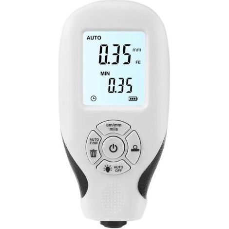 Jauge d'épaisseur de revêtement, jauge de profondeur de peinture de voiture avec écran LCD, calibrage automatique, jauge d'épaisseur de revêtement portable pour acheteur de voiture usagé (blanc)dengya (1/5)