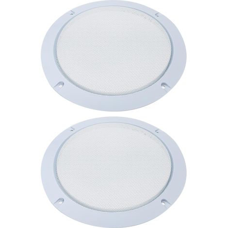 Cache Haut-Parleur Blanc 6,5 Pouces en Acier et Abs, Facile à Installer, Solide, Lot de 2 pour Cercle Décoratif Haut-Parleur de Voiture (1/5)