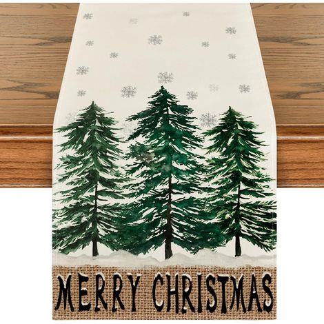 Chemins De Table Noel - Motif Flocon De Neige - Pour Decoration De Table De Cuisine Ou Salle A Manger - 33 X 122 Cm - 1 Piece