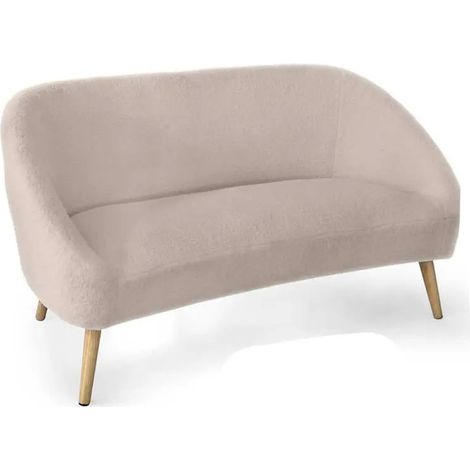 Rosa teddy sofa 135x68x78 cm mit Holzbeinen