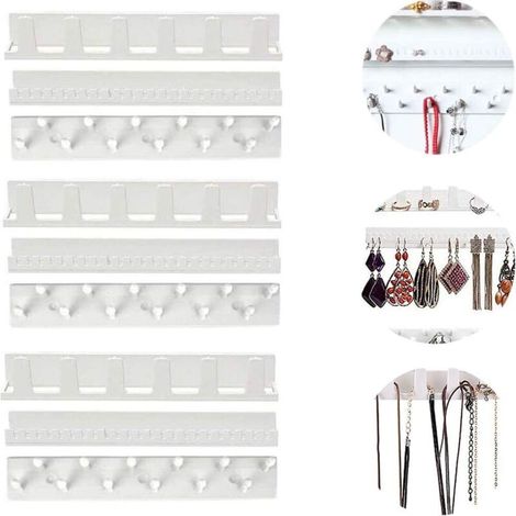 Crochets Adhésifs Porte Bijoux,9pcs Mur Accrocher Collier Cintre Porte-bijoux Support de Stockage de Organisateur de Stockage de Bijoux en Plastique pour Boucles D'oreilles Collier Bagues Affichage-Fe (1/5)