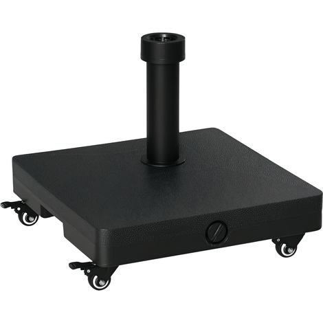 Quadratischer Sonnenschirmständer mit Rollen, belastbar bis 20 kg, mit Halterung und Gewicht für Sonnenschirme mit einem Durchmesser von 22 bis 38 mm. Geeignet für Balkone, Terrassen und Gärten. Farbe