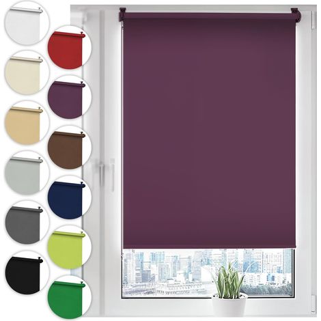 Store Occultant sans Percage Enrouleur Opaque 45x100cm Violet (1/5)