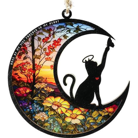 Attrape-lumière commémoratif Chat Ange, attrape-lumière à suspendre à la fenêtre -- (1/5)