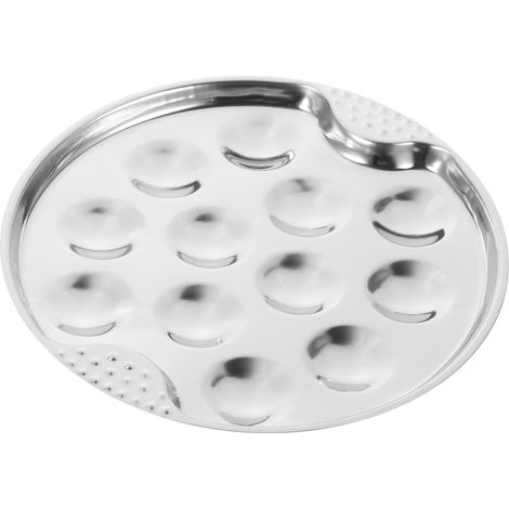 Plat à escargots en inox 12 trous diamètre 19 cm, idéal pour la cuisson, la présentation d'escargots, d'œufs ou de fruits de mer (1/5)