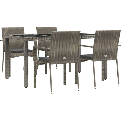 Set da pranzo da giardino per mobili da esterno 5 pezzi con cuscini grigi 020013717