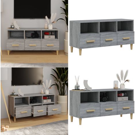 Meuble TV Sonoma gris 102x36x50 cm Bois d'ingénierie - Meubles Tv - Meuble Tv - Support Tv - Unit Tv - Meuble Design - Home & Living (1/5)