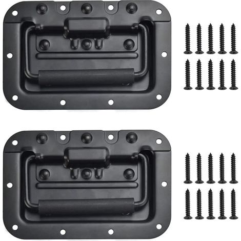 2 Pièces Traction Poignée Caisse, Poignées Caisse Pliantes, Poignée de Boîte à, Poignées Traction Ressort, avec Vis pour Boîte à Outils Bagages Equipement (1/5)