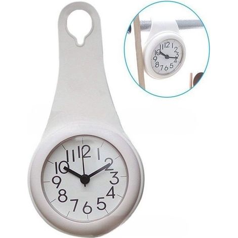 Réveil de salle de bain élégant - Réveil silencieux - Minuteur de cuisine à ventouse - Mini réveil pour la maison - Réveil original - Blanc (1/5)