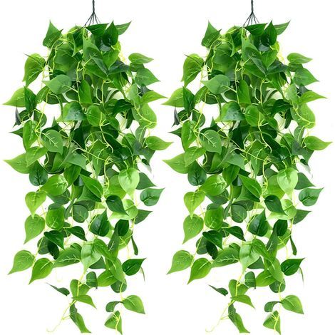 2 Pièces Lierre Artificielle Plantes Guirlande, 100cm Artificielles à Suspendre Fausse Couronne de Lierre, Convient pour Mariage, Jardin, Panier Suspendu, Couloir, décoration Murale (1/5)