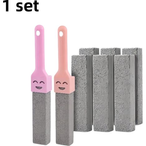 kit - Brosse de nettoyage - Brosse de nettoyage légère en grès - Nettoyeur de canalisations - Élimine le calcaire - Peut être utilisé pour nettoyer les abattants de toilettes - Violette1 + Rose1 + Grè (1/5)