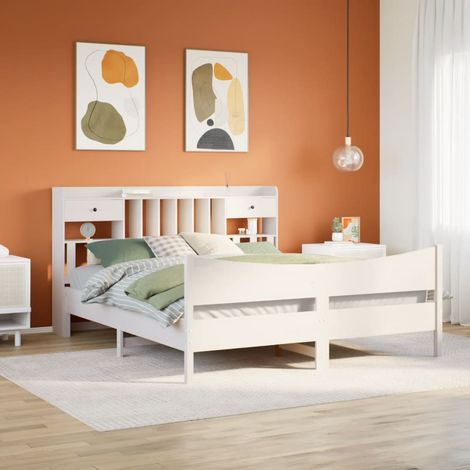 Massivholzbett ohne Matratze Weiß 180x200 cm Kiefernholz