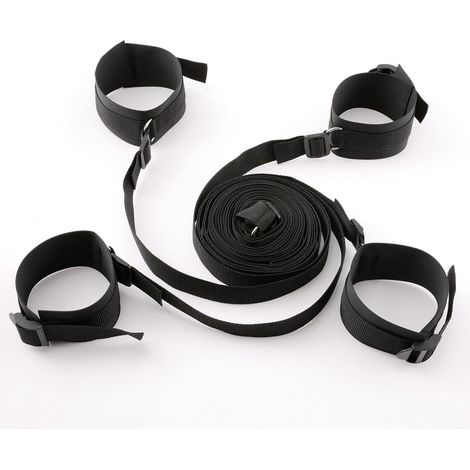 Lot de 4 sangles de fixation réglables en nylon pour poignets et chevilles, kit d'attache de lit, liens de sommeil ajustables (1/5)
