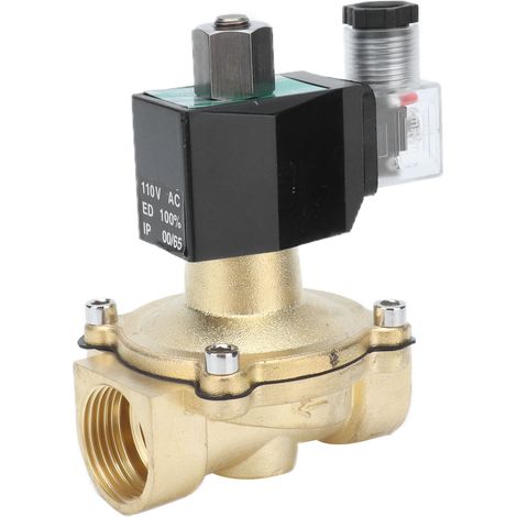 Électrovanne en laiton à deux voies, surface lisse, installation facile, robuste et durable, normalement ouverte, 110 V CA (1/5)