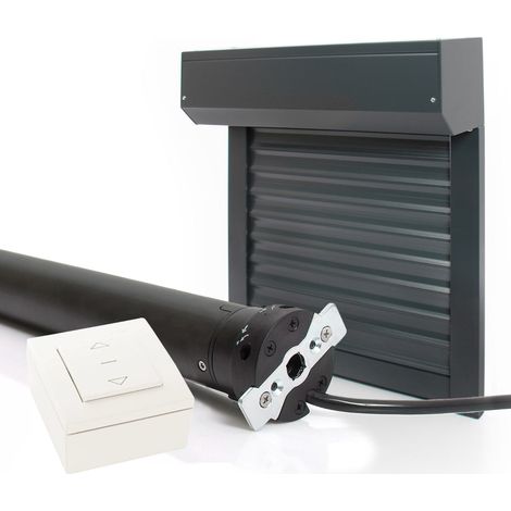 Volet roulant électrique filaire Alu Gris Anthracite - L240 x H215 cm - Motorisé avec commande murale, recoupable (1/3)