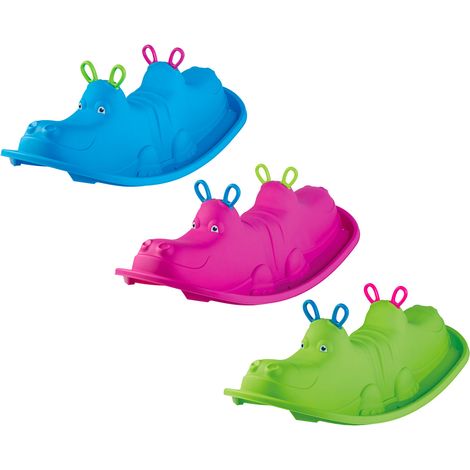Dondolo 3 Posti 103,5x45,5x34,5 cm in Plastica Blu o Rosa o Verde (1/5)