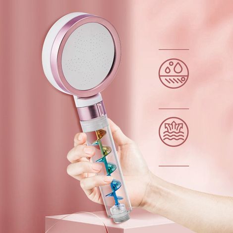 Pommeau de douche filtrant adoucissant à filtration multiple, élimination du chlore, douchette à main pour une peau hydratante et nourrissante, type A, or rose (1/4)
