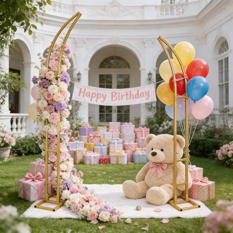 Arche de mariage, 1,8 x 2,1 m, arche de ballon, cadre de support en métal, arche de fond en métal, arche de décoration de fête pour mariage, anniversaire, fête, Saint-Valentin (1/5)