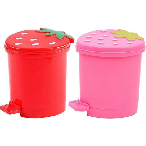 Lot de 2 petites poubelles Automoblox pour la cuisine ou le bureau-10.5X9X9CM-Pink Red (1/3)