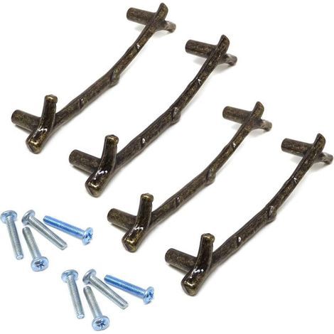 4 Stück Schubladenknöpfe aus Zinklegierung, dekorative Möbelgriffe (Bronze) (1/4)