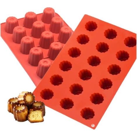 Moule à pâtisserie - Silicone - 18 Mini - Cannelé - Hauteur 4 cm - Ø 35 mm (1/4)