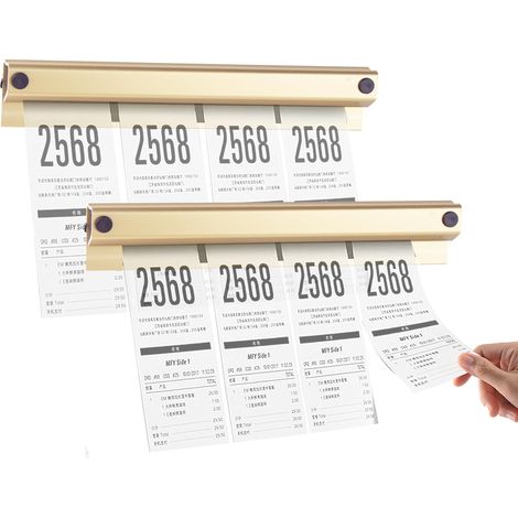 Porte Bon de Commande Restaurant,2 Pièces Autocollant en Aluminium Porte-étiquette 20cm,Porte-Tickets pour Cuisine,Bureau,Caisse,Pique à Tickets pour Carreaux,Verre,Autres Surfaces Lisses,Or (1/5)
